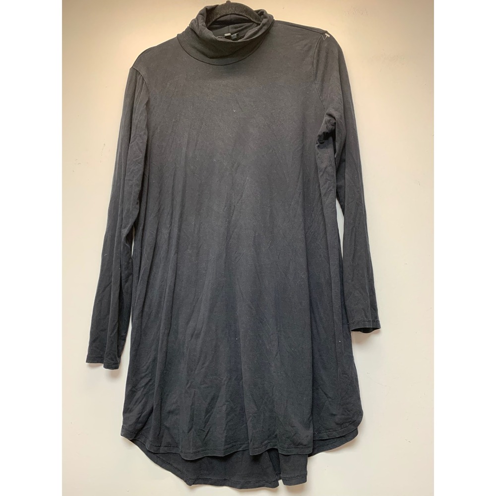 Eileen Fisher Tunic Women M Black Excellent Tencel Turtleneck Long Sleeve 10101